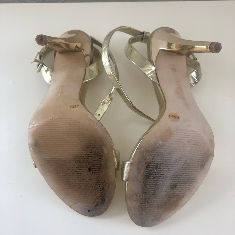 BCBG | Rockie Open Toe Ankle Strap Gold Heels - Picture 7 of 7